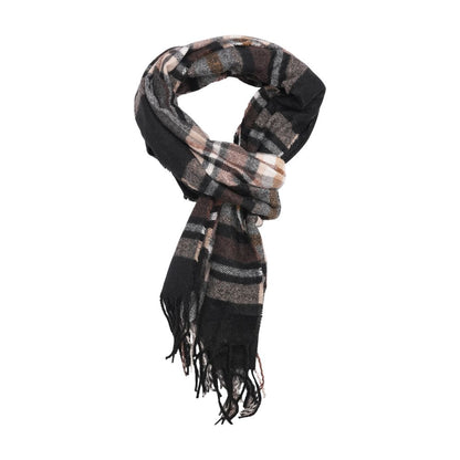 Brown Plaid Polyester Scarf