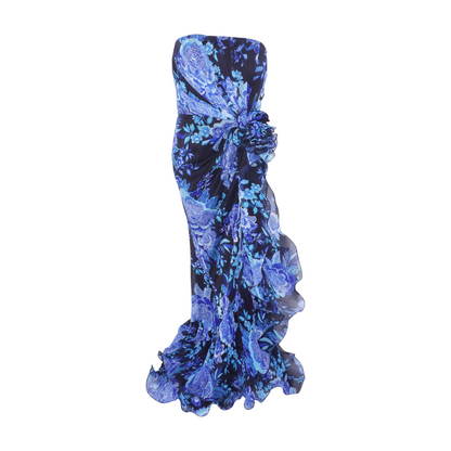 Morwenna Floral-Print Ruffle Gown