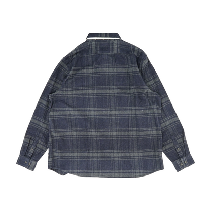 Navy Tall Plaid Flannel Button Down