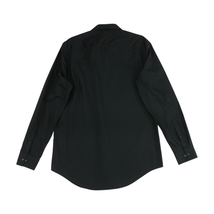 Black Solid Long Sleeve Button Down