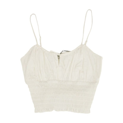 White Cropped Knit Top