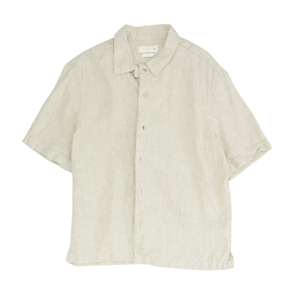 Tan Solid Short Sleeve Button Down