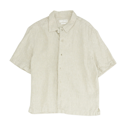 Tan Solid Short Sleeve Button Down