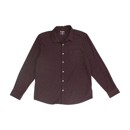 Maroon Solid Long Sleeve Button Down