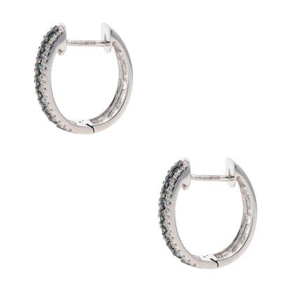 1 1/3 Ct 14K White Gold Bella Blue Diamond Hoop Earrings