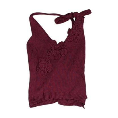 Burgundy Cropped Knit Top