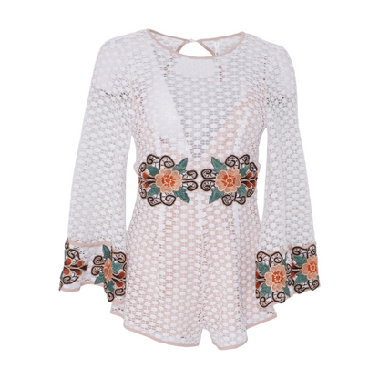 White Floral Romper