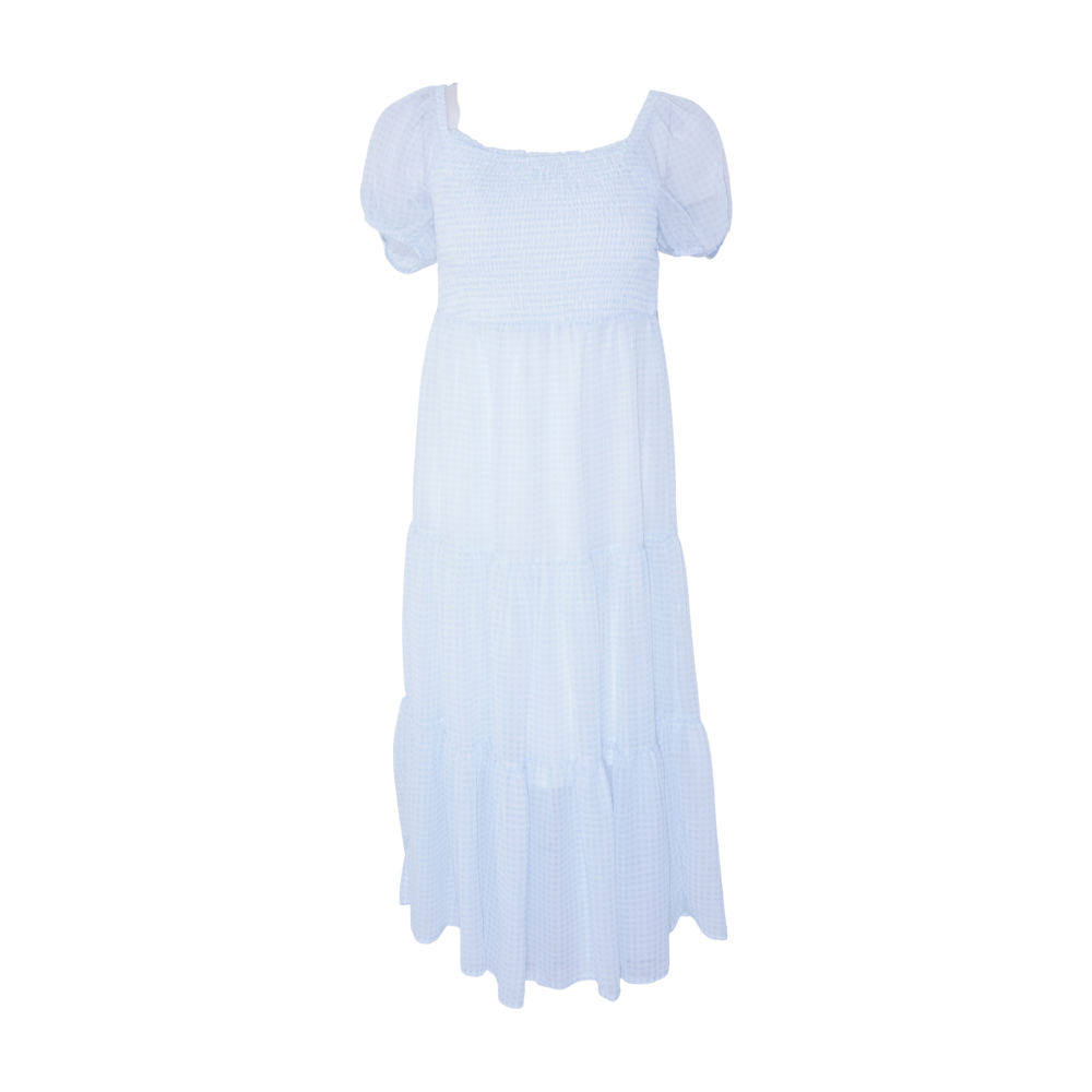 Blue Check Midi Dress