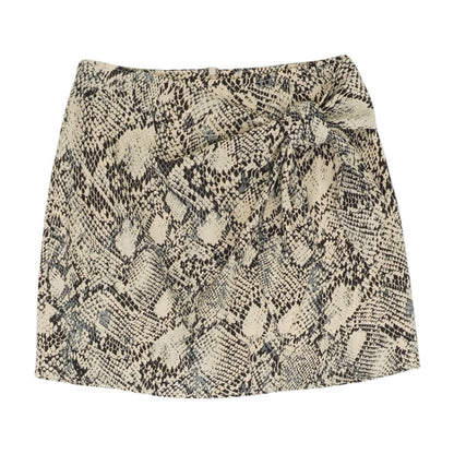 Beige Animal Print Mini Skirt