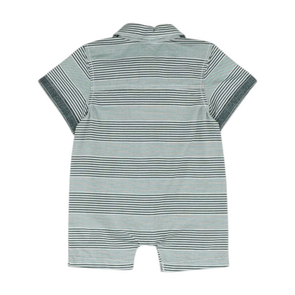 Black Striped Short Sleeve One-Piece
