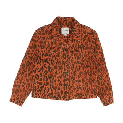 Orange Animal Print Denim Jacket