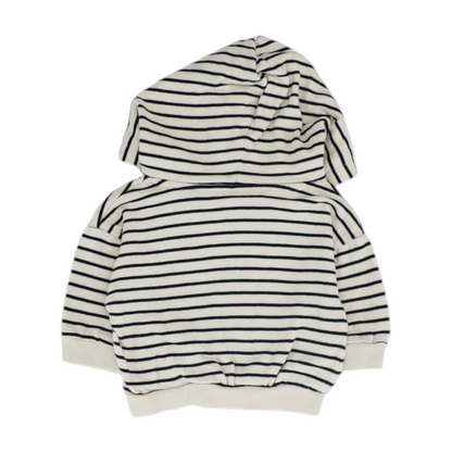 Beige Striped Hoodie Pullover