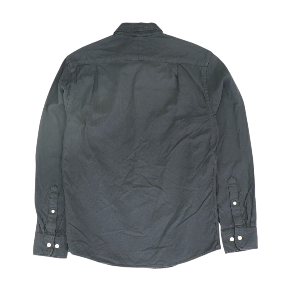 Black Solid Long Sleeve Button Down