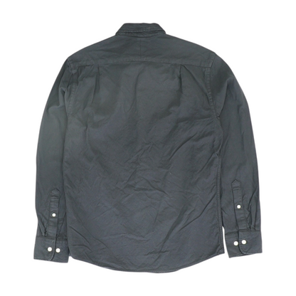 Black Solid Long Sleeve Button Down