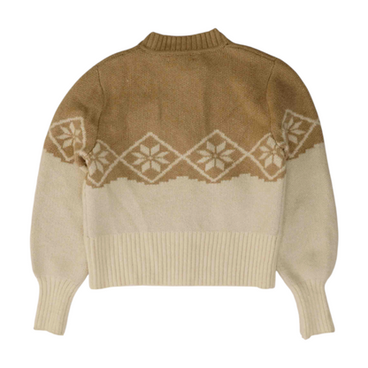 Beige Color Block Cardigan Sweater