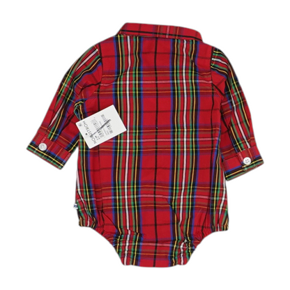 Red Plaid Long Sleeve One-Piece