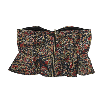 Navy Graphic Cropped Blouse