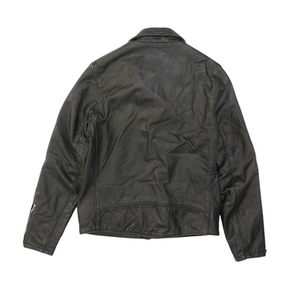 Black Solid Leather Jacket