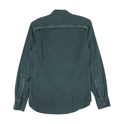 Green Solid Long Sleeve Button Down