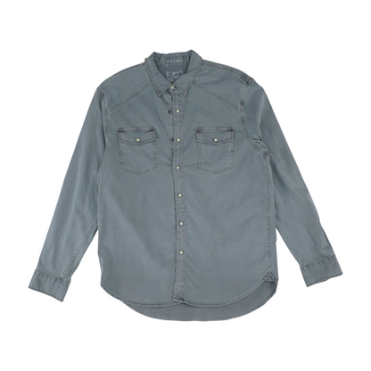 Gray Solid Long Sleeve Button Down