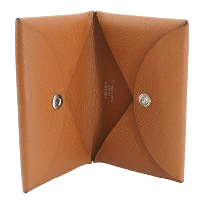 Gold Calvi Card Holder in Epsom Calfskin