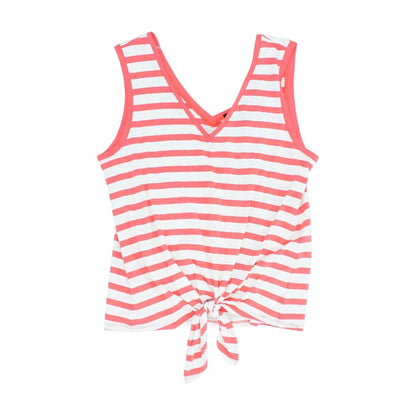 Coral Striped Tank Knit Top
