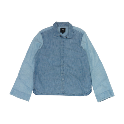 Blue Color Block Long Sleeve Button Down