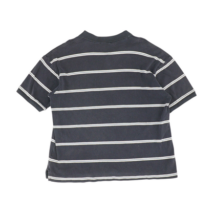 Navy Striped Short Sleeve Polo