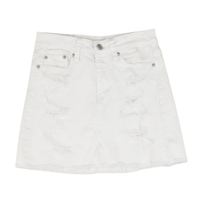 White Solid Mini Skirt