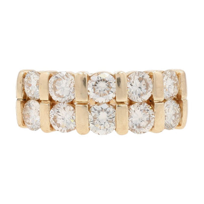3 1/3 Ct 14K Gold Double Row Round Diamond Anniversary Ring