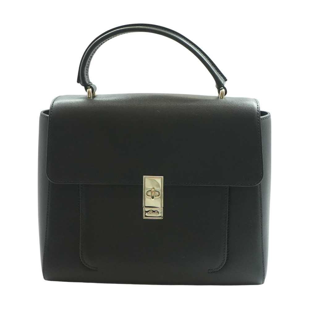 Black Emery Leather Twist-Lock Bag