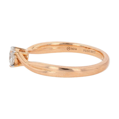 1/3 Ct 18K Rose Gold Round Diamond Solitaire In Twisted Engagement Ring