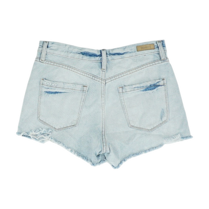 Blue Color Block Denim Shorts