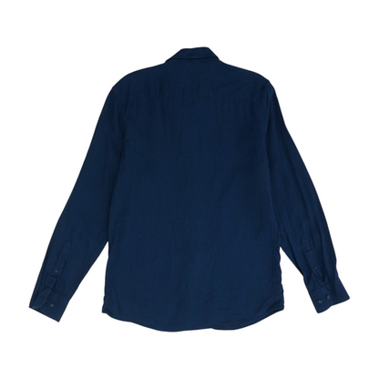 Navy Solid Long Sleeve Button Down