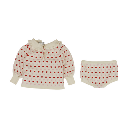 Ivory Hearts Long Sleeve Set