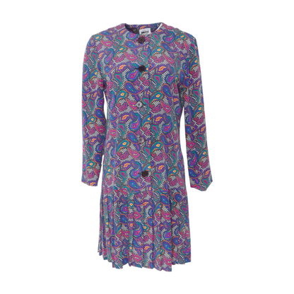 Vintage Printed Button-Front Dress