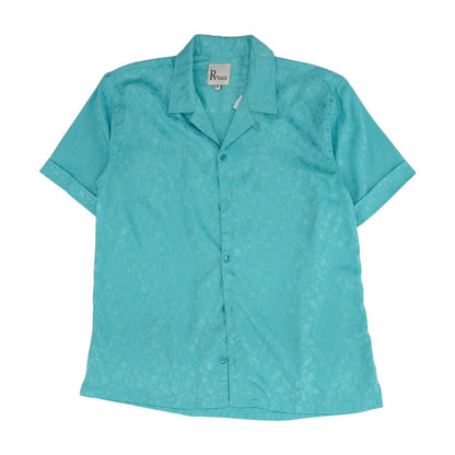 Turquoise Floral Short Sleeve Button Down