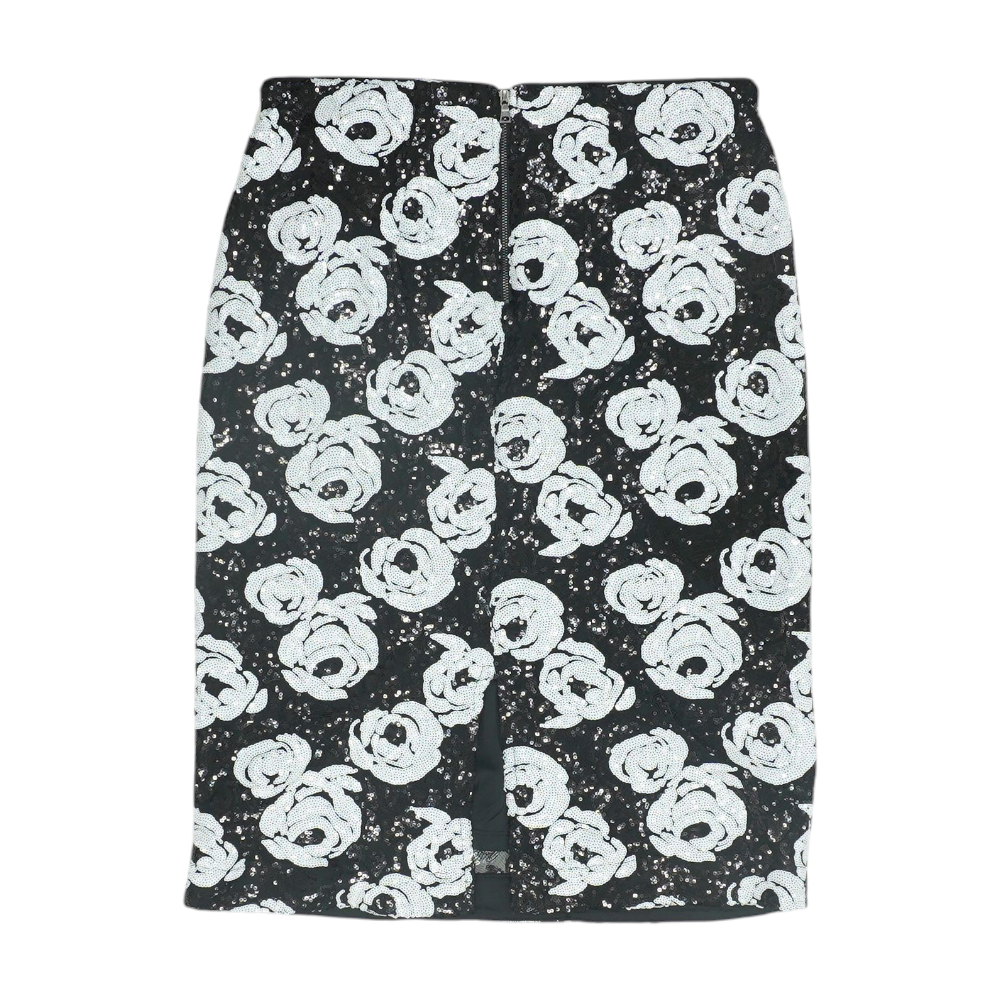 Black Print Midi Skirt