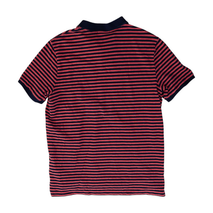 Navy Striped Short Sleeve Polo