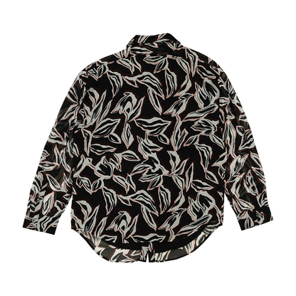 Black Print Button Down