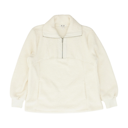 Cream Solid 1/4 Zip Pullover