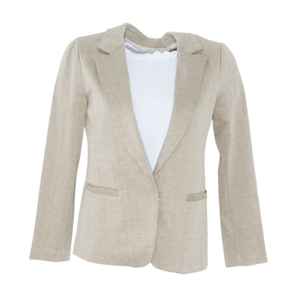 Beige Herringbone Blazer