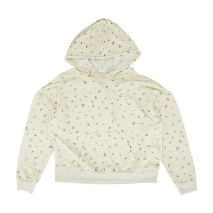 Beige Floral Hoodie Pullover