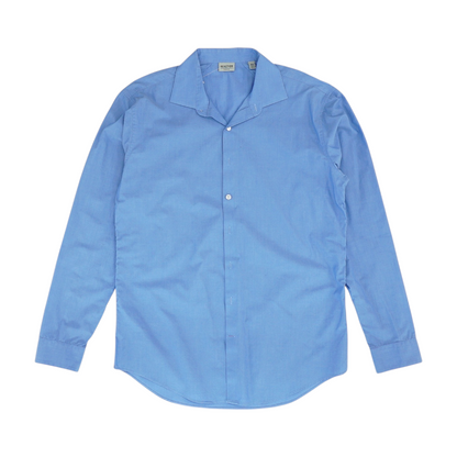 Blue Solid Long Sleeve Button Down