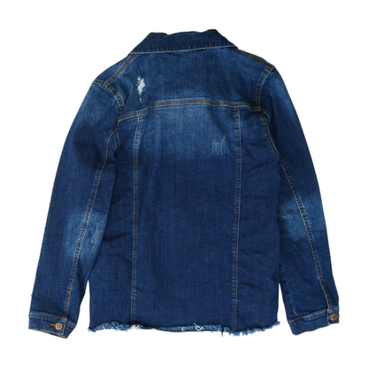 Blue Solid Denim Jacket