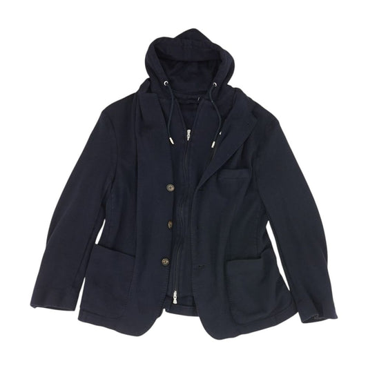 Navy Wool Button Front Lightweight Jacket