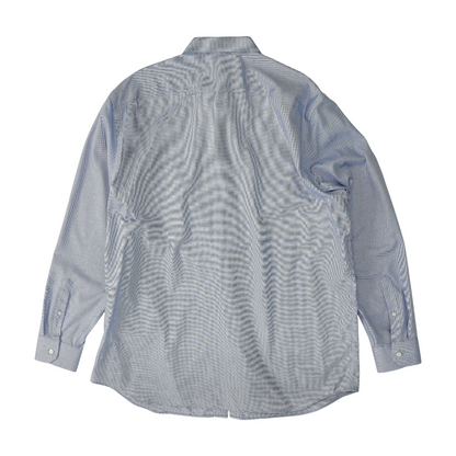 Blue Solid Long Sleeve Button Down