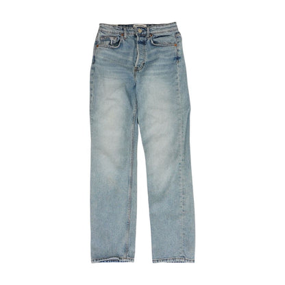 Blue High Rise Straight Leg Jeans