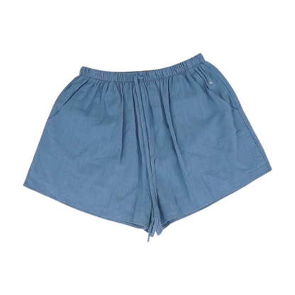 Blue Solid Knit Shorts