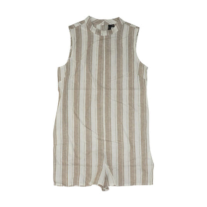 Beige Striped Active Romper